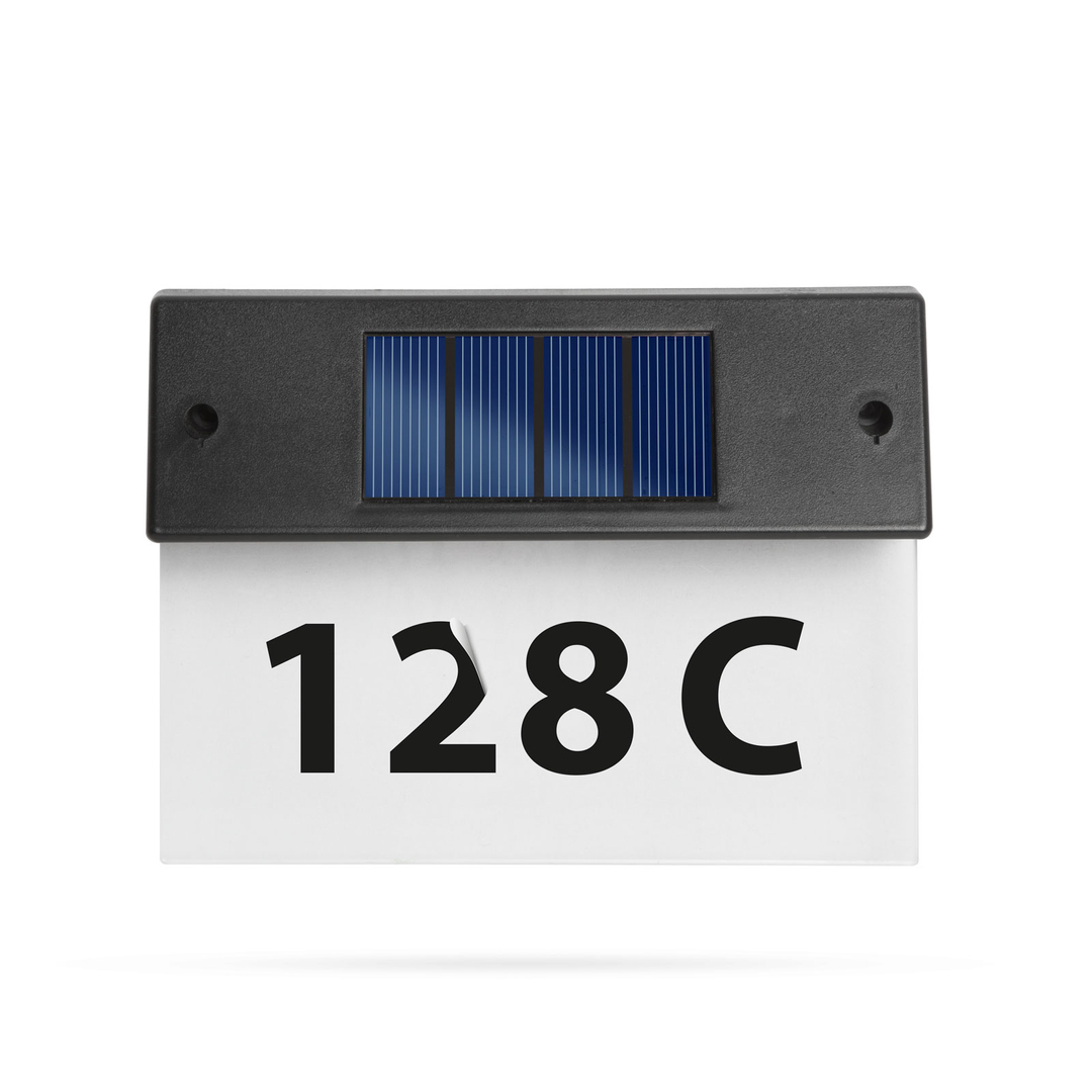 Napelemes házszámfény (átlátszó plexi, hidegfehér LED, 18 x 20 cm)